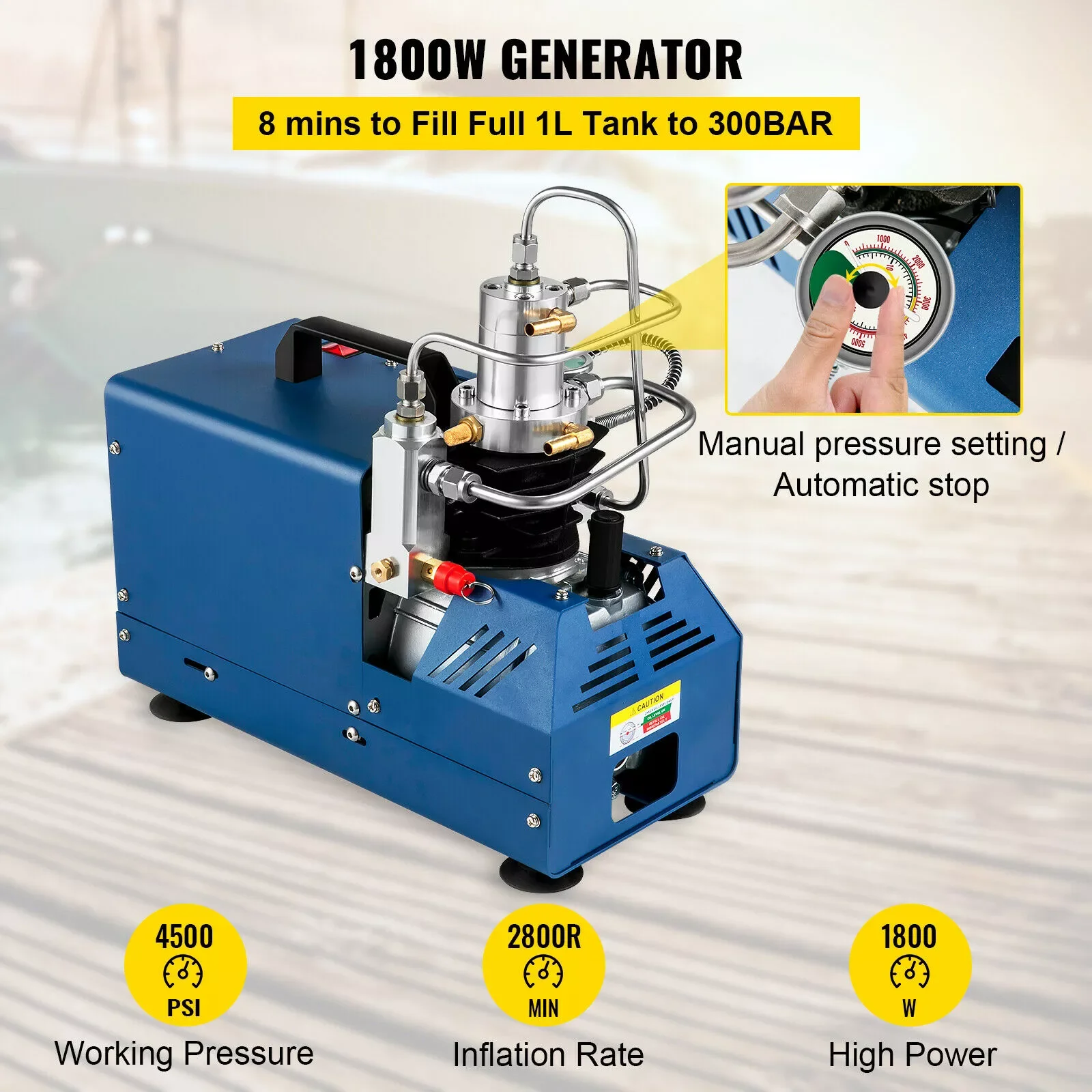Пневматический компрессор высокого давления 4500psi, 1800 Вт, подходит для пейнтбола, пневматического пистолета, насоса для подводной винтовки ...
Пневматический компрессор высокого давления 4500psi, 1800 Вт, подходит для пейнтбола, пневматического пистолета, насоса для подводной винтовки ...