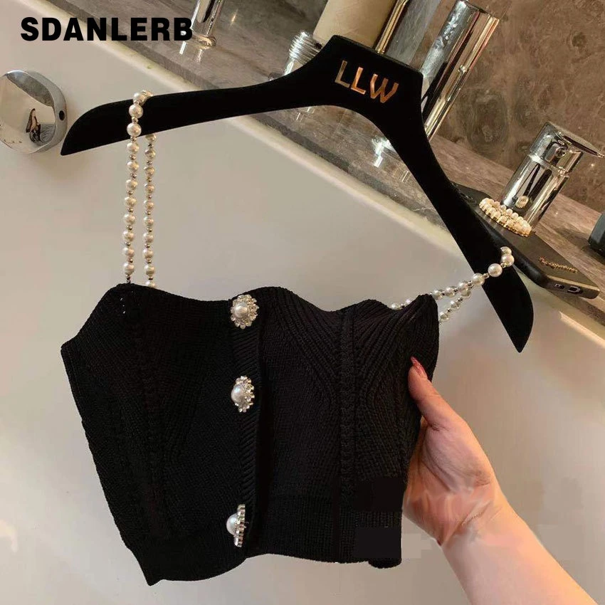 Heavy Industry Pearl Shoulder Strap Short Vest Tube Top 2022 Summer New Back Shaping Women's Slimming Outer Wear Knitted Sling
Heavy Industry Pearl Shoulder Strap Short Vest Tube Top 2022 Summer New Back Shaping Women's Slimming Outer Wear Knitted Sling