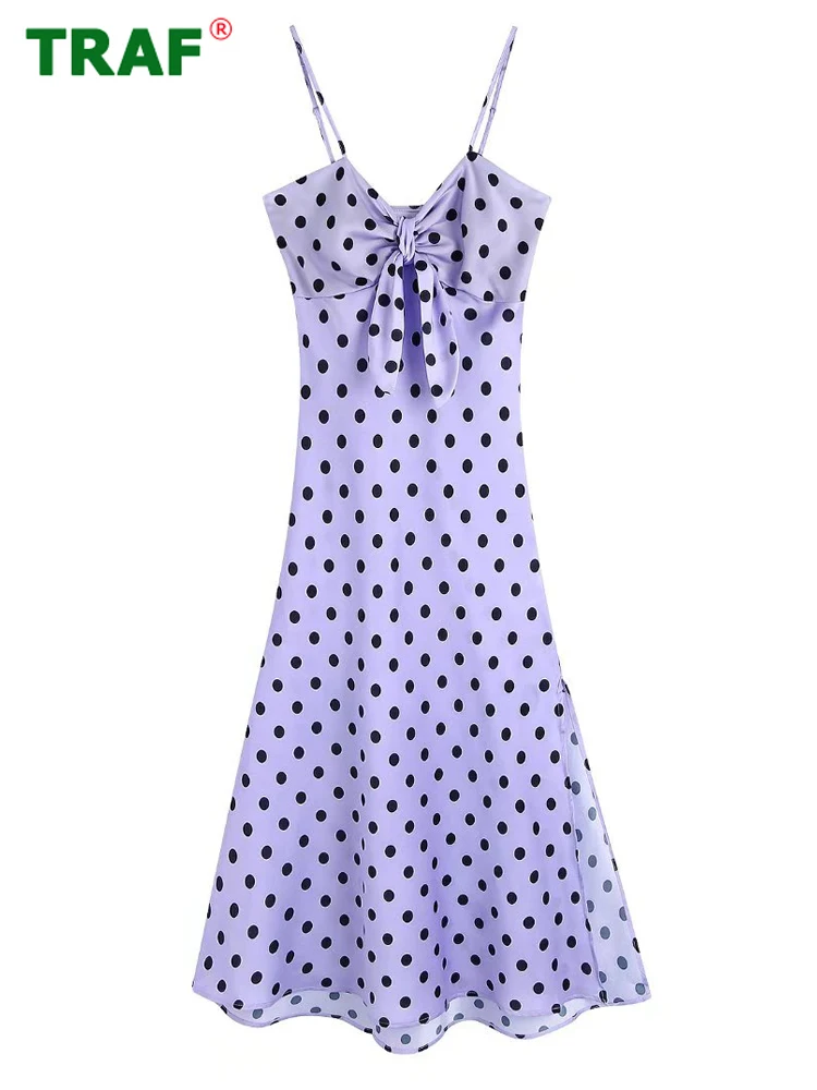 TRAF 2022 Polka Dot Dress Women Purple Slip Dress Woman Summer Backless Midi Dresses for Women Thin Strap Bow Beach Female Dress
TRAF 2022 Polka Dot Dress Women Purple Slip Dress Woman Summer Backless Midi Dresses for Women Thin Strap Bow Beach Female Dress
