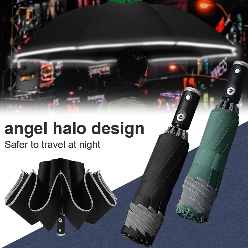 Автоматический светоотражающий зонт в полоску, складной многофункциональный ветрозащитный зонт для автомобиля, путешествий 
Автоматический светоотражающий зонт в полоску, складной многофункциональный ветрозащитный зонт для автомобиля, путешествий