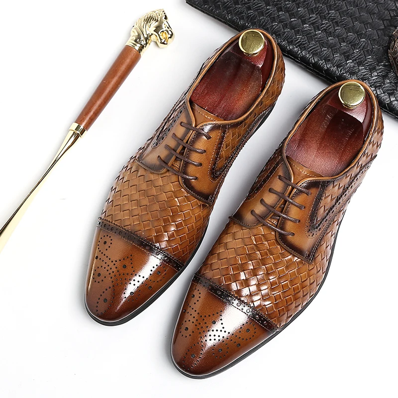 Leather Shoes Men Lace-up Oxford Shoes Formal Business Wedding Business Formal Dress Pointed Toe Lace-up Casual Plaid Shoes
Leather Shoes Men Lace-up Oxford Shoes Formal Business Wedding Business Formal Dress Pointed Toe Lace-up Casual Plaid Shoes