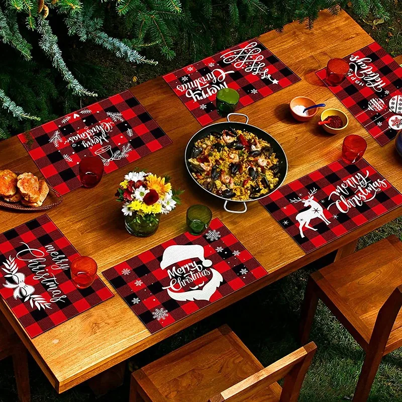 Fabric Christmas Placemat Printed Red And Black Plaid Cotton And Linen Cloth Western Dinner Table Cloth AHeat Insulation Mat
Fabric Christmas Placemat Printed Red And Black Plaid Cotton And Linen Cloth Western Dinner Table Cloth AHeat Insulation Mat