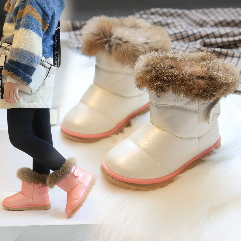 

Winter Kids Shoes Shoes Rabbit Girls Children's Cotton Snow 2022 Fur Antislip Warm Bottom Toddler Boots Soft Boots