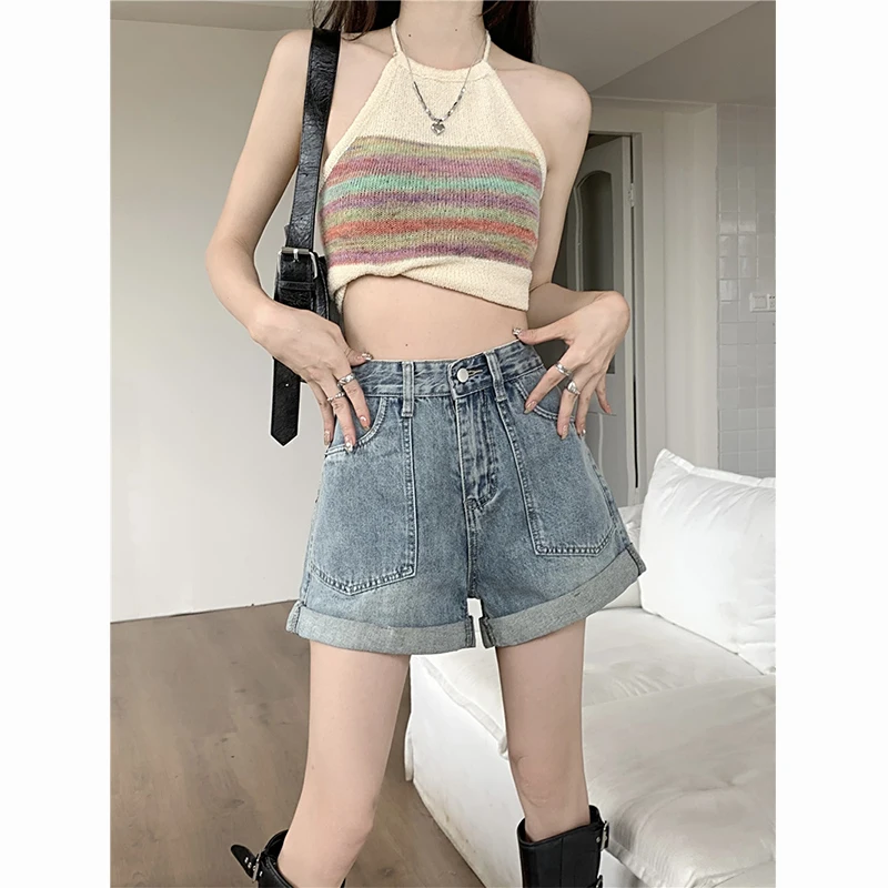 Y2k Retro Baggy Jeans Shorts Blue Curl Women Summer High Waist Korean Style Pants Streetwear Fashion Straight Casual Denim Short
Y2k Retro Baggy Jeans Shorts Blue Curl Women Summer High Waist Korean Style Pants Streetwear Fashion Straight Casual Denim Short