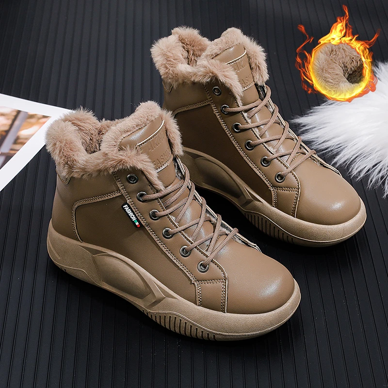 New Fashion Retro Botas De Mujer Snow Boots Non-slip Warm Pu Leather Lace-up Thick-soled Shoes Women Fashion All-match Shoe
New Fashion Retro Botas De Mujer Snow Boots Non-slip Warm Pu Leather Lace-up Thick-soled Shoes Women Fashion All-match Shoe