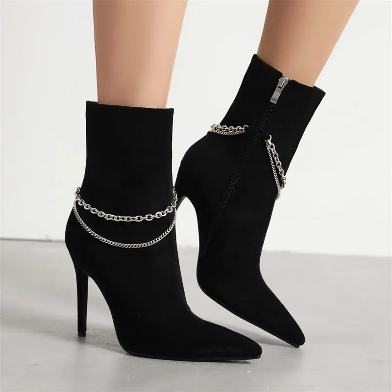 Women Ankle Boots Luxury 2022 Designer Winter Faux Suede Sexy Thin Heels Plus Size Women Shoes Pointy High Heel Lady Short Boots
Women Ankle Boots Luxury 2022 Designer Winter Faux Suede Sexy Thin Heels Plus Size Women Shoes Pointy High Heel Lady Short Boots
