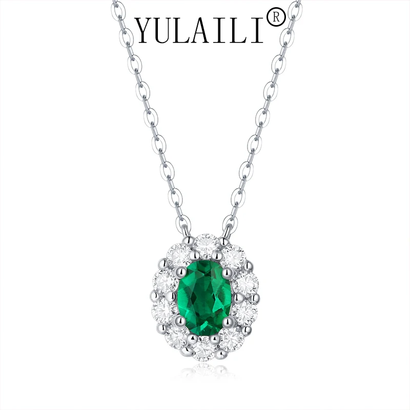 Emerald Necklace For Woman Wedding Banquet Exquisite Jewely With Certificate 925 Sterling Sliver Plated White Gold Necklaces
Emerald Necklace For Woman Wedding Banquet Exquisite Jewely With Certificate 925 Sterling Sliver Plated White Gold Necklaces