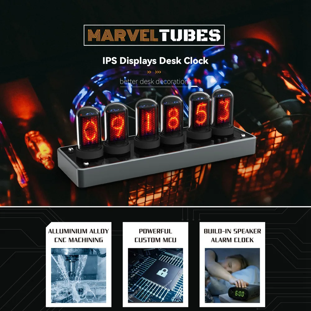 Цифровые часы Nixie Tube с переменным цветом, светодиодные цифровые часы, настольные светодиодные часы, домашний декор, RGB Светодиодная трубка, модуль IPS
Цифровые часы Nixie Tube с переменным цветом, светодиодные цифровые часы, настольные светодиодные часы, домашний декор, RGB Светодиодная трубка, модуль IPS