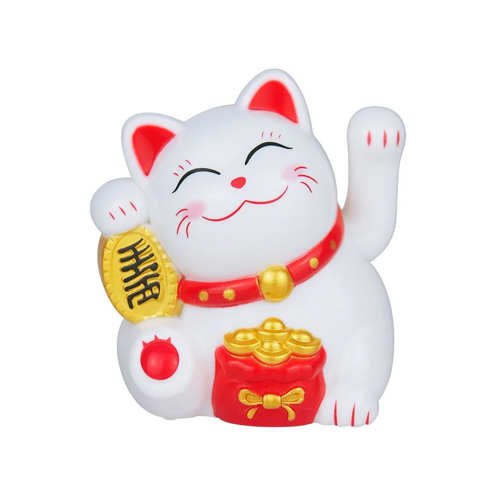 

Chinese Lucky Cat Mini Solar Auto Waving Lucky Cat Car Decoration Cake Baking Statue Wealth Fortune Welcome Waving Cat Sculpture