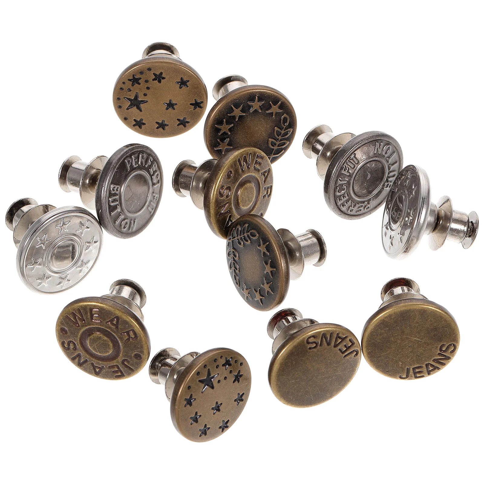 12Pcs Nail-free Adjustable Convenient Trousers Detachable Jeans Buttons for Jeans Waist Clothes
12Pcs Nail-free Adjustable Convenient Trousers Detachable Jeans Buttons for Jeans Waist Clothes