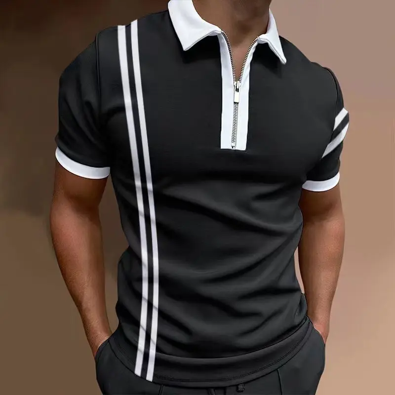 2022 New Men's Polo Shirts Summer Casual Comfortable Breathable Short Sleeve Striped Polo Men's Lapel Zip Top
2022 New Men's Polo Shirts Summer Casual Comfortable Breathable Short Sleeve Striped Polo Men's Lapel Zip Top