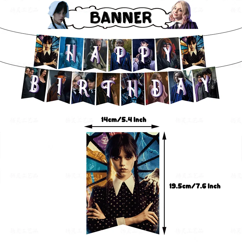 Wednesday Theme Birthday Party Decorations Addams Balloon Flag Banner Supplies Set Baking Tool DIY Venue Set-up Invitation Card
Wednesday Theme Birthday Party Decorations Addams Balloon Flag Banner Supplies Set Baking Tool DIY Venue Set-up Invitation Card