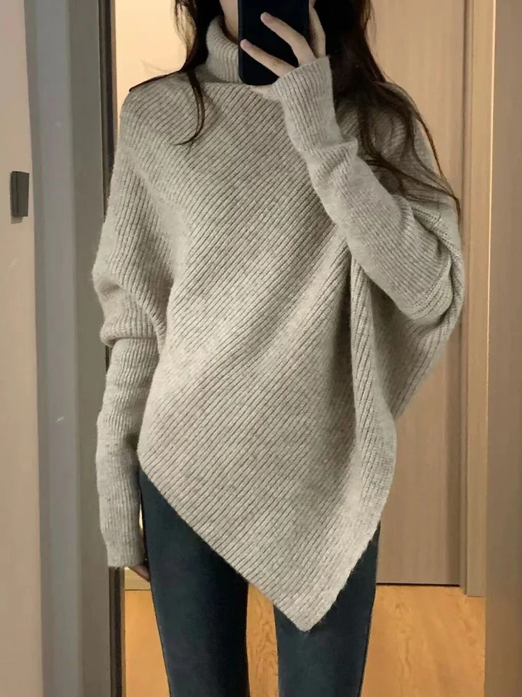 Winter Turtlenecks Women Korean Irregular Knitted Sweater Female Warm Solid Color Pullovers Lady Casual Loose Long Sleeve Jumper
Winter Turtlenecks Women Korean Irregular Knitted Sweater Female Warm Solid Color Pullovers Lady Casual Loose Long Sleeve Jumper