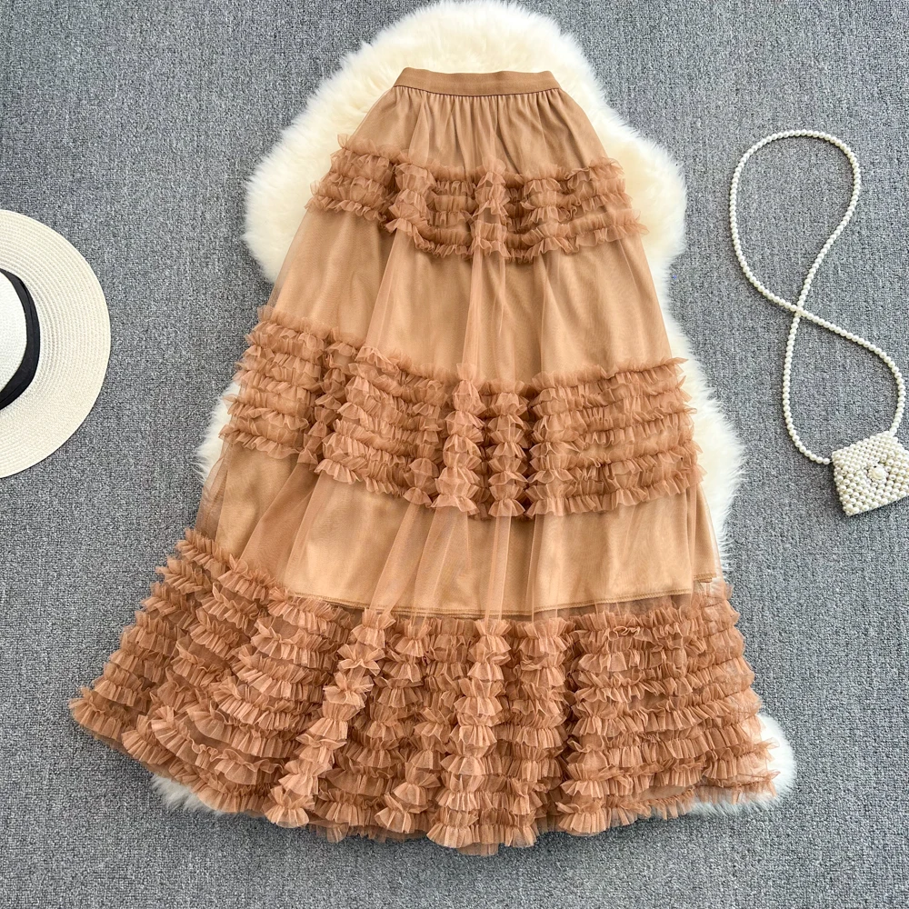 Spring And Summer High Waist And Thin Layered Fungus Edge Fluffy Cake Skirt Elastic Waist Mid-length Mesh A-line Skirt Women
Spring And Summer High Waist And Thin Layered Fungus Edge Fluffy Cake Skirt Elastic Waist Mid-length Mesh A-line Skirt Women