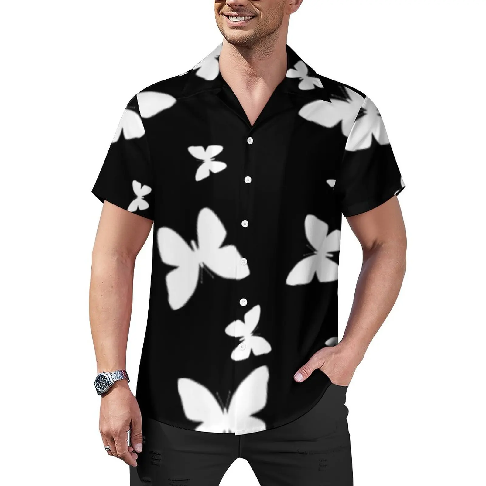Butterfly Blouses Men Black And White Butterflies Casual Shirts Summer Short Sleeve Print Streetwear Oversized Beach Shirt Gift
Butterfly Blouses Men Black And White Butterflies Casual Shirts Summer Short Sleeve Print Streetwear Oversized Beach Shirt Gift