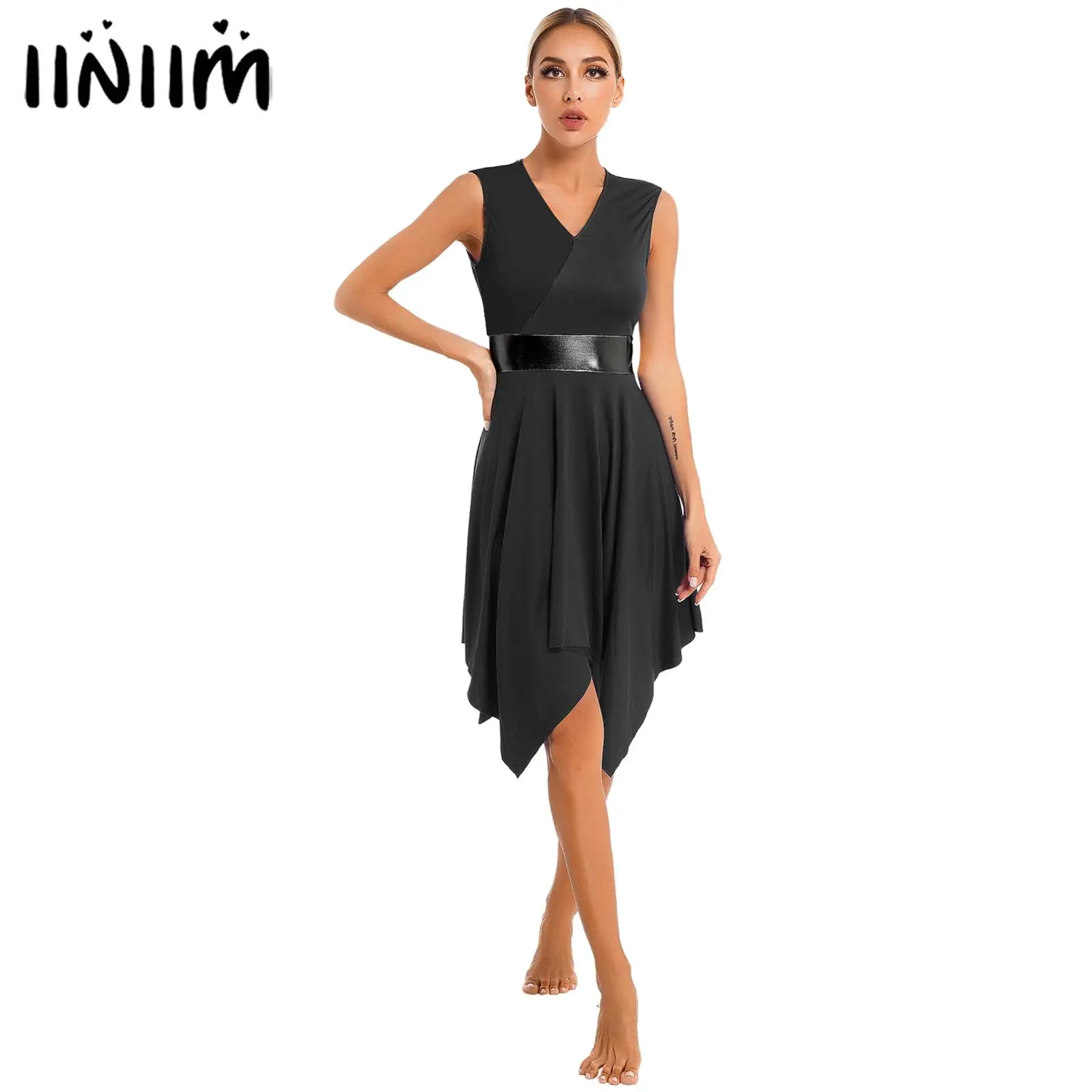 Womens Color Block Patchwork Dance Dress V Neck Sleeveless Irregular Hem Dresses for Prom Party Dance Show
Womens Color Block Patchwork Dance Dress V Neck Sleeveless Irregular Hem Dresses for Prom Party Dance Show