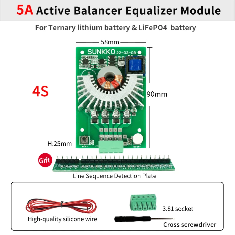 5A Active Equalizer Balancer 4S 6S 7S 8S 12S 14S 15S 16S 17S 18S 19S 20S 24S BMS Lifepo4/Li-ion Battery Energy Capacitor
5A Active Equalizer Balancer 4S 6S 7S 8S 12S 14S 15S 16S 17S 18S 19S 20S 24S BMS Lifepo4/Li-ion Battery Energy Capacitor