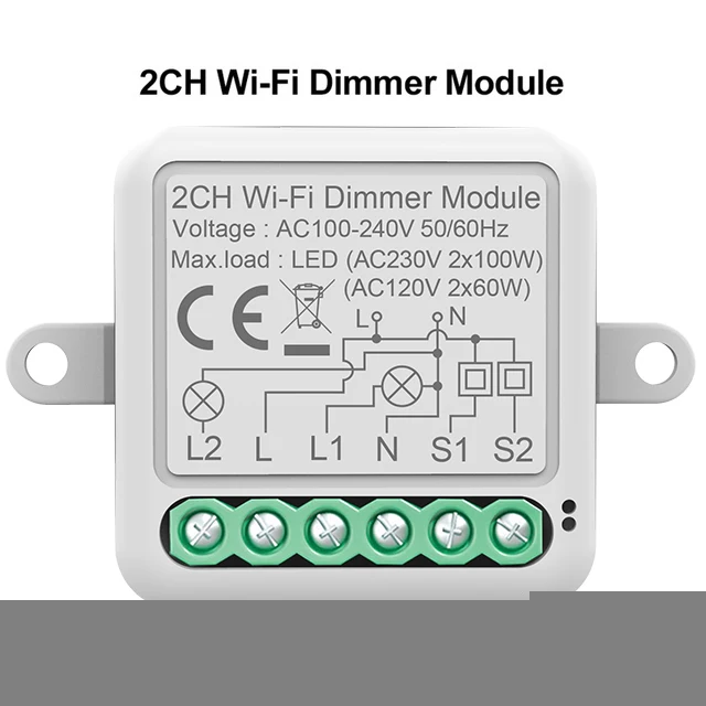 

Works With Alexa Echo Google Home 1/2 Way Switch Mini Wifi Light Led Dimmer Switch Smart Home Tuya App Remote Control Smart Life