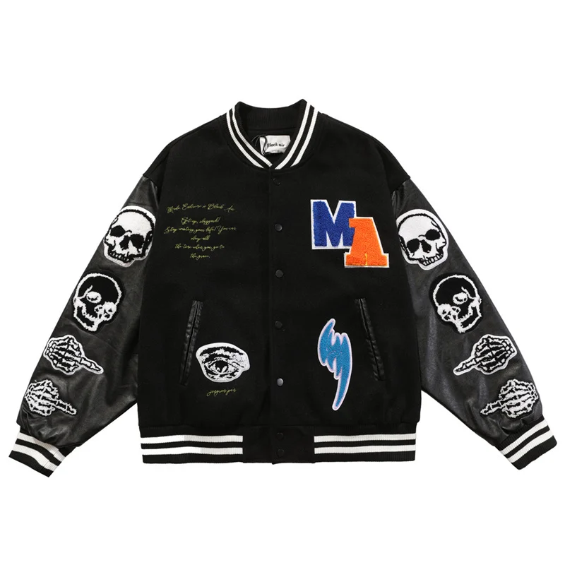 Jacket 2023 Baseball Men Gothic Skeleton Embroidery Harajuku Streetwear Varsity Vintage Designer Biker Loose Bomber Coats
Jacket 2023 Baseball Men Gothic Skeleton Embroidery Harajuku Streetwear Varsity Vintage Designer Biker Loose Bomber Coats