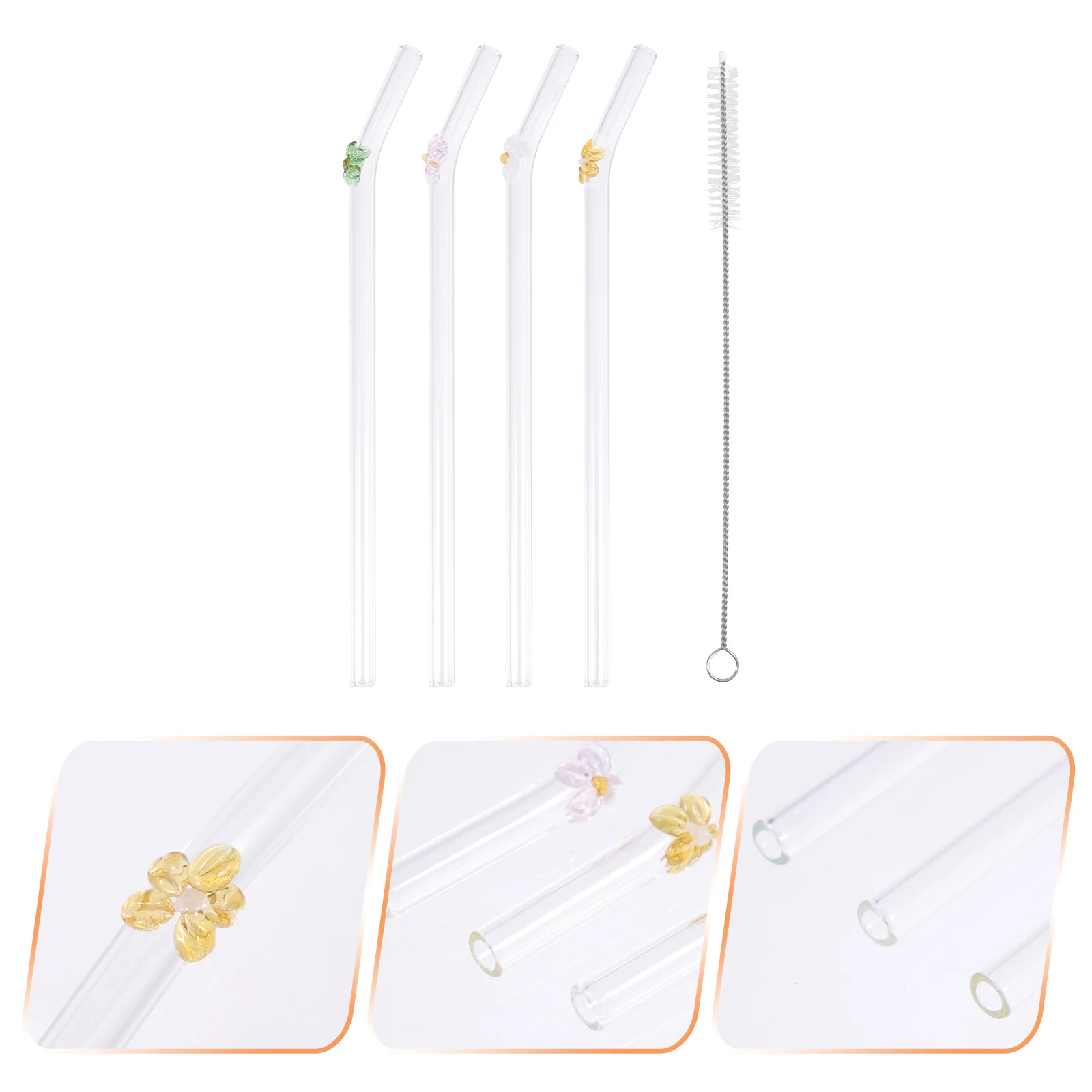 1 Set Reusable Clear Bent Drinking Straws Colorful Flower Straws with Cleaning Brushes for Beverage Coffee Tea Cocktails
1 Set Reusable Clear Bent Drinking Straws Colorful Flower Straws with Cleaning Brushes for Beverage Coffee Tea Cocktails