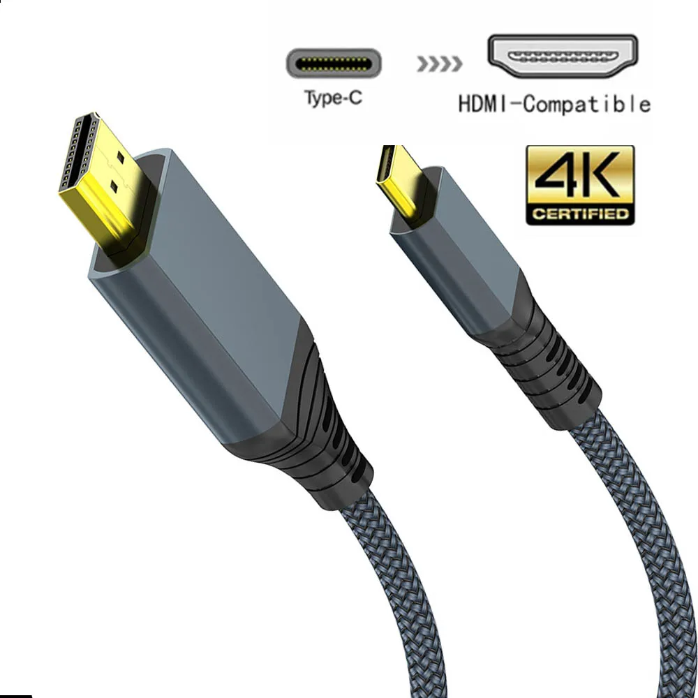 Type C to HDMI-compatible Adapter Cable USB-C nylon Cable 4K/1080P Cable for Macbook Pro ChromeBook Pixel Projection
Type C to HDMI-compatible Adapter Cable USB-C nylon Cable 4K/1080P Cable for Macbook Pro ChromeBook Pixel Projection