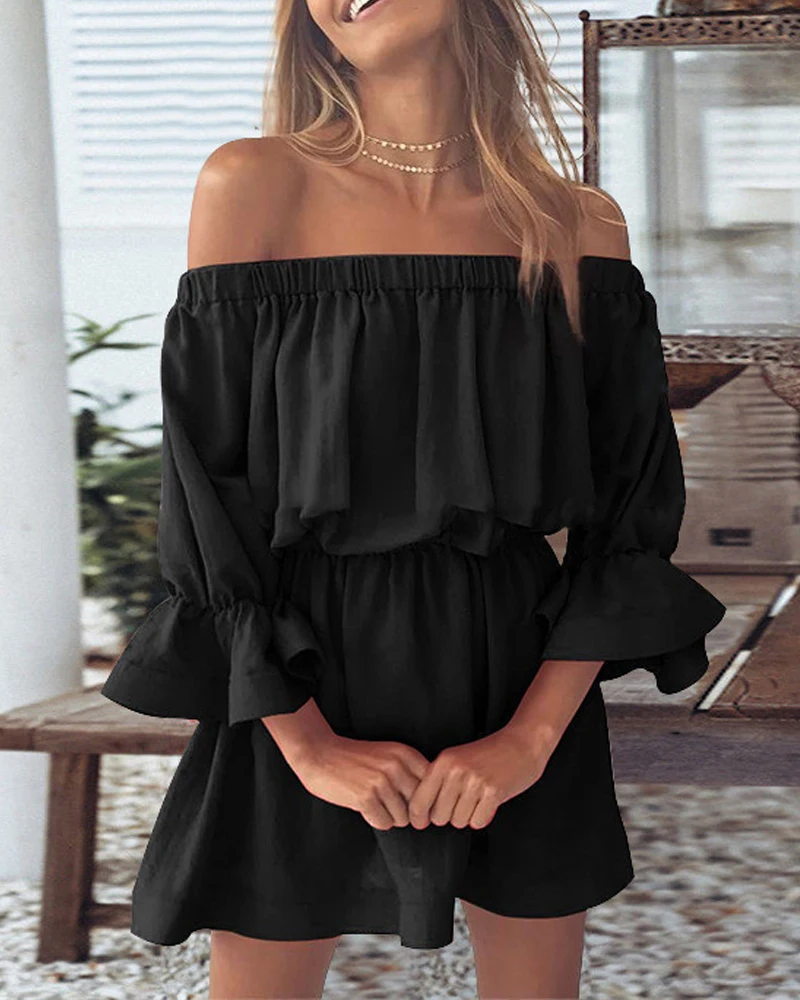 Ninimour Women Off Shoulder Bell Sleeve Casual Mini Dress Solid Color Black Shirt Dress Streetwear Long Sleeve Lounge Sexy Robes
Ninimour Women Off Shoulder Bell Sleeve Casual Mini Dress Solid Color Black Shirt Dress Streetwear Long Sleeve Lounge Sexy Robes