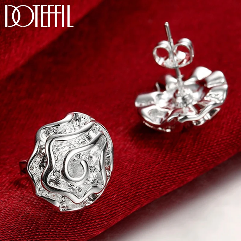 DOTEFFIL 925 Sterling Silver Cute Rose Flowers Stud Earrings For Women Best Gift Wholesale High Quality Silver Jewelry
DOTEFFIL 925 Sterling Silver Cute Rose Flowers Stud Earrings For Women Best Gift Wholesale High Quality Silver Jewelry