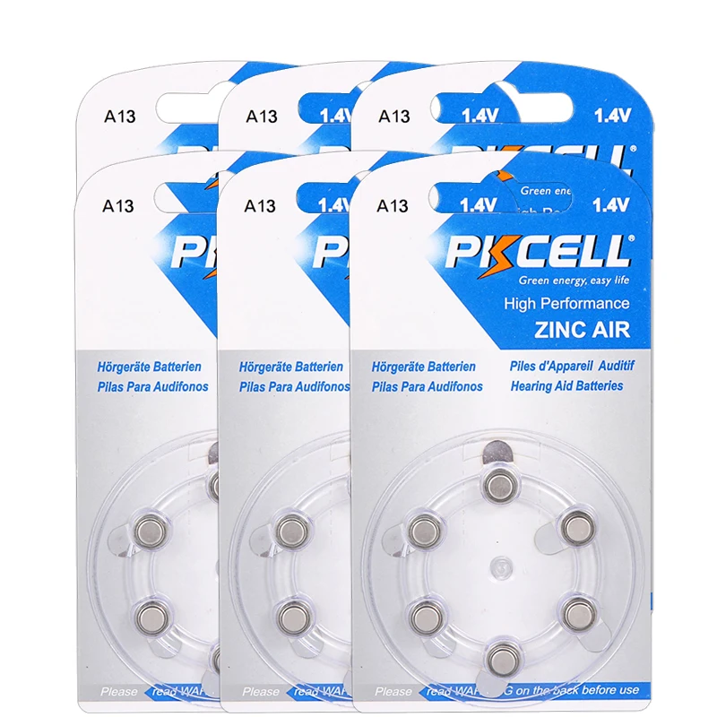 36pcs/6cards Zinc Air Hearing Aid Battery 1.4V A 13 A13 7000ZD PR48 ZA13 13SA PKCELL
36pcs/6cards Zinc Air Hearing Aid Battery 1.4V A 13 A13 7000ZD PR48 ZA13 13SA PKCELL