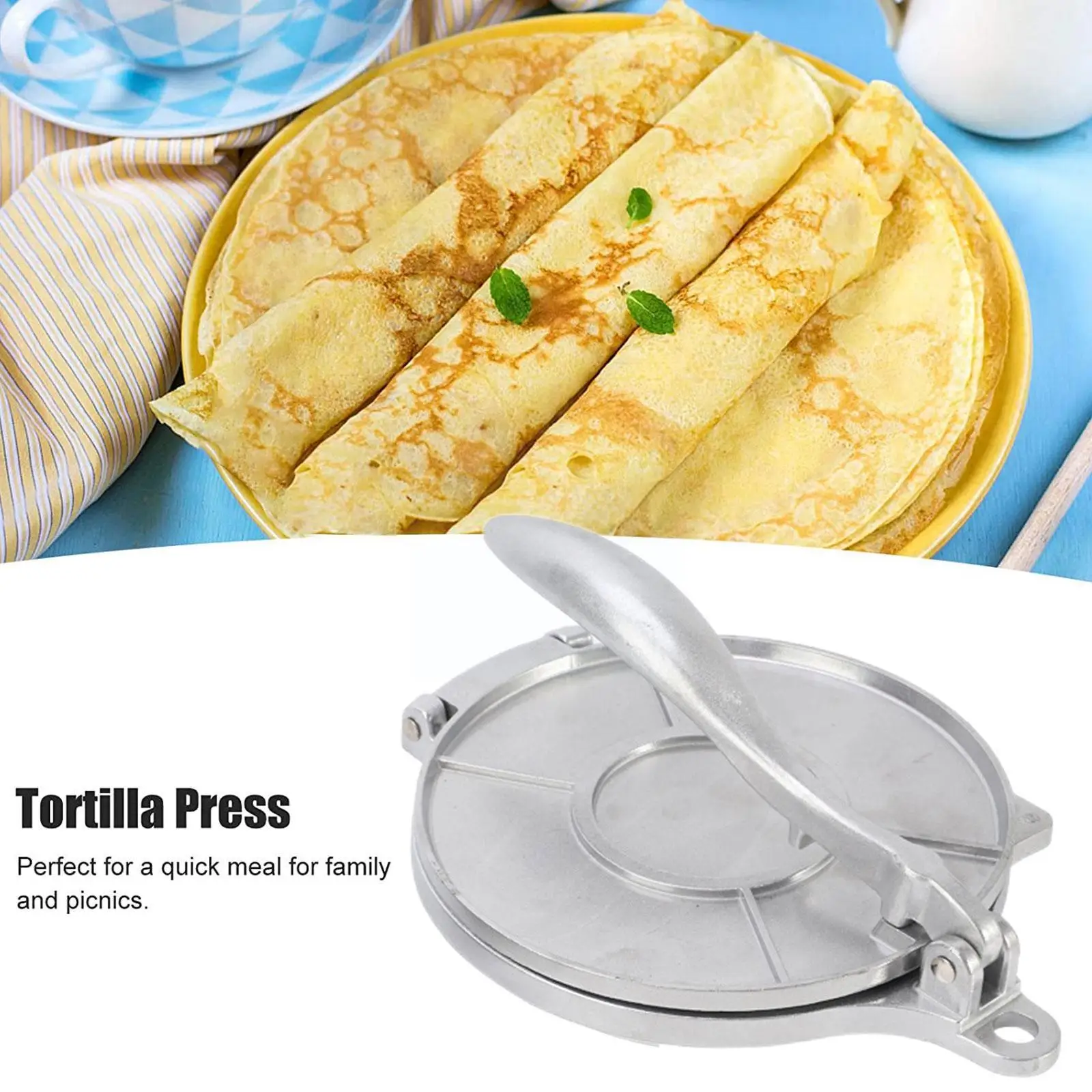 Tortilla Press Maker Aluminium Alloy Corn Tortillas Dough Bakeware Supplies Accessory Tools Gray Pressing Tool Kitchen C1a5
Tortilla Press Maker Aluminium Alloy Corn Tortillas Dough Bakeware Supplies Accessory Tools Gray Pressing Tool Kitchen C1a5
