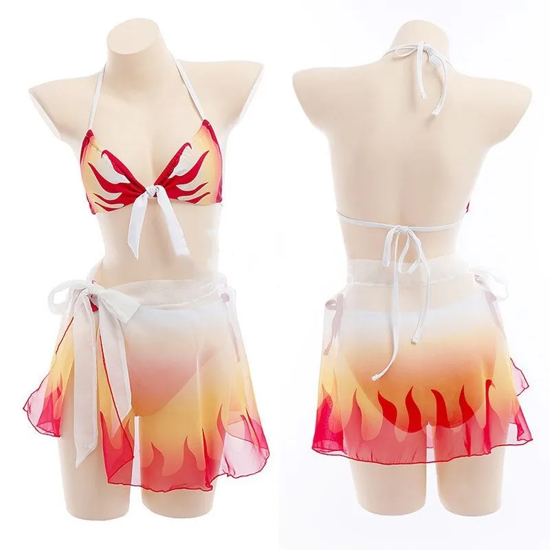 Kimetsu no Yaiba Rengoku Kyoujurou Cosplay Swimsuit Bikini with Ruffles Lace-up Panties See-through Mesh Cover Ups Bikinis Set
Kimetsu no Yaiba Rengoku Kyoujurou Cosplay Swimsuit Bikini with Ruffles Lace-up Panties See-through Mesh Cover Ups Bikinis Set