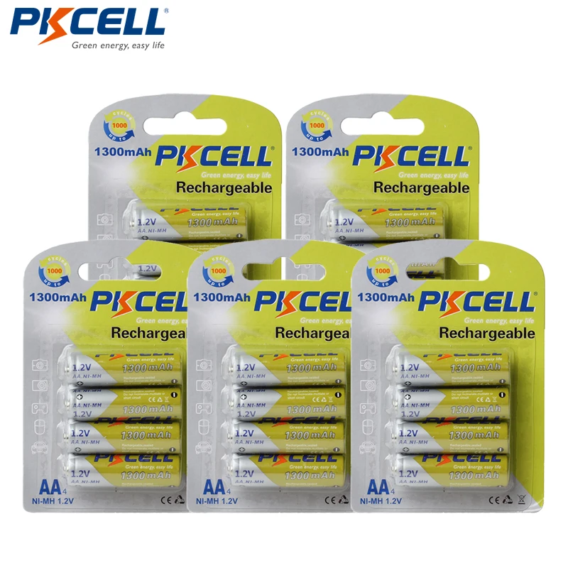 20Pcs/5Pack PKCELL 1300mAh 1.2V AA Rechargeable Battery Ni-MH AA Batteries Batteries NiMh 2A Bateria Baterias
20Pcs/5Pack PKCELL 1300mAh 1.2V AA Rechargeable Battery Ni-MH AA Batteries Batteries NiMh 2A Bateria Baterias