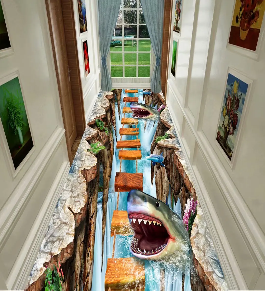 3D Carpets Drawbridge Shark Hallway Corridor Rug Large Living Room Area Rug Crystal Velvet Anti-skid Bedroom Kitchen Floor Mat
3D Carpets Drawbridge Shark Hallway Corridor Rug Large Living Room Area Rug Crystal Velvet Anti-skid Bedroom Kitchen Floor Mat