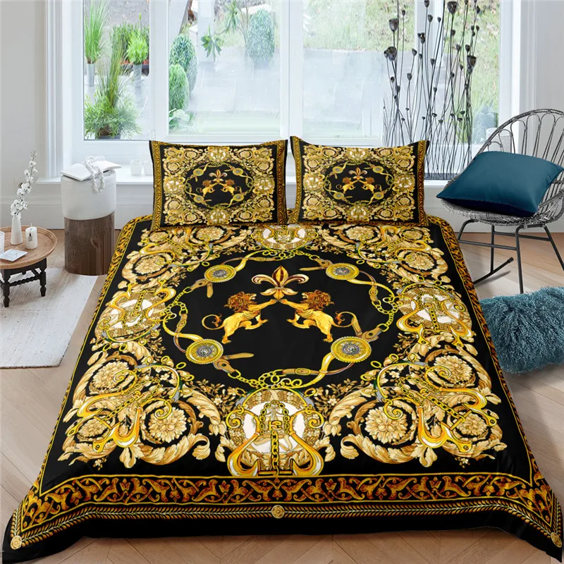 Bedding Sets Luxury 3D Golden Lion Baroque Print Kids Duvet Cover Pillowcase Home Textile Single Queen and King Size Bedclothes
Bedding Sets Luxury 3D Golden Lion Baroque Print Kids Duvet Cover Pillowcase Home Textile Single Queen and King Size Bedclothes