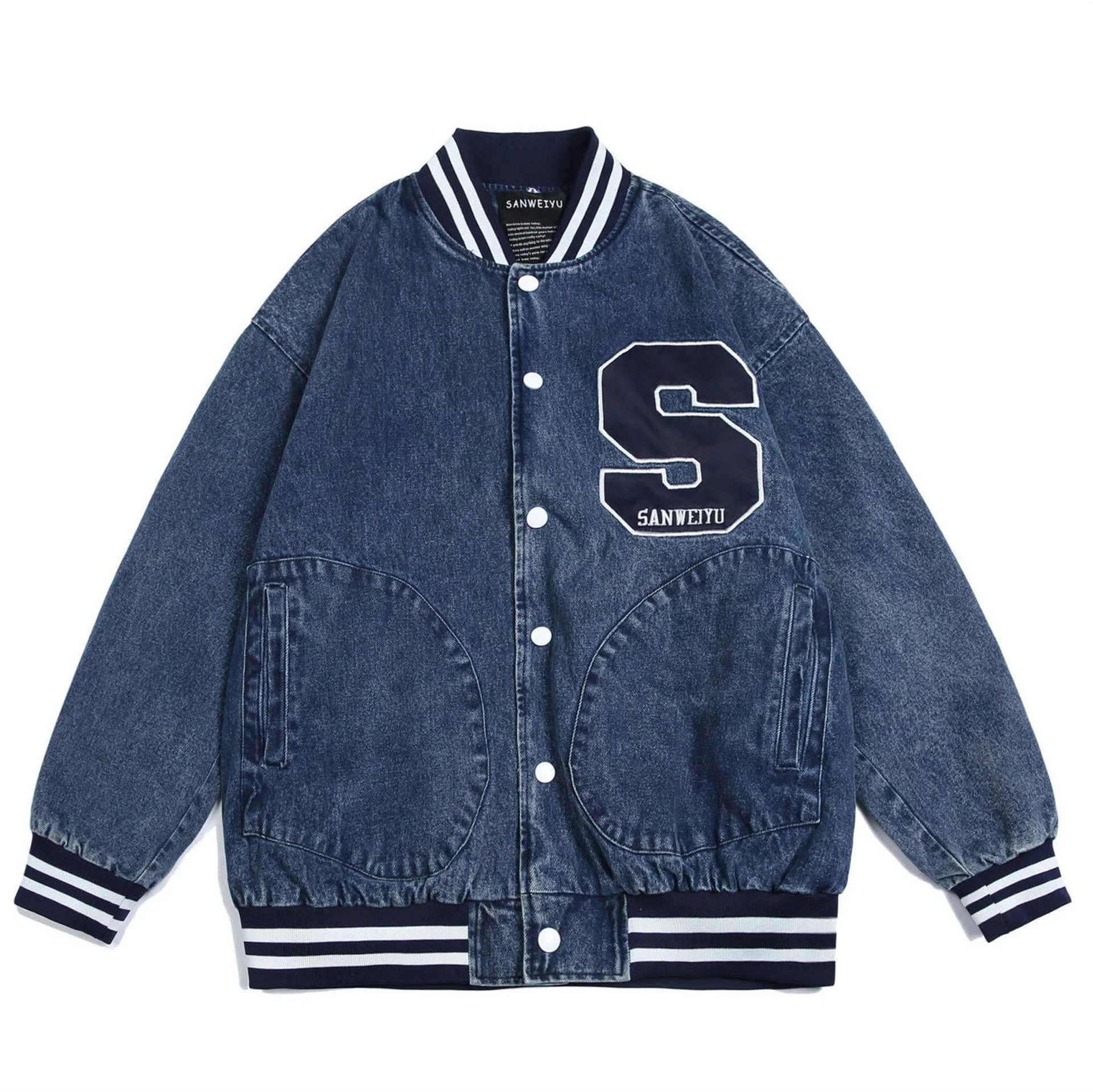 Letter S Embroidery Hooded Removable Denim Jacket Men Unisex Women Cotton Baseball Varsity Couple Bomber Coat 2023 Autumn
Letter S Embroidery Hooded Removable Denim Jacket Men Unisex Women Cotton Baseball Varsity Couple Bomber Coat 2023 Autumn
