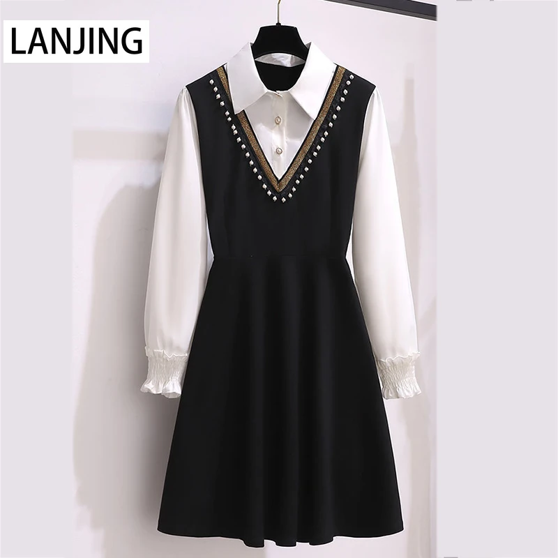 Large size women's 2021 spring autumn new fashion black long-sleeved vintage dress club dress Straight vintage
Large size women's 2021 spring autumn new fashion black long-sleeved vintage dress club dress Straight vintage