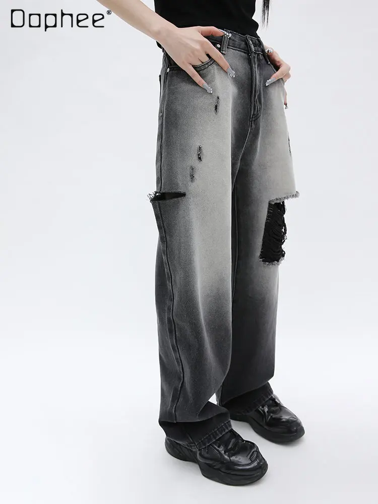 Black Straight Loose Casual Ripped Jeans for Women New Fashion Wide Leg Denim Pant for Ladies New Straight Jeans for Female
Black Straight Loose Casual Ripped Jeans for Women New Fashion Wide Leg Denim Pant for Ladies New Straight Jeans for Female