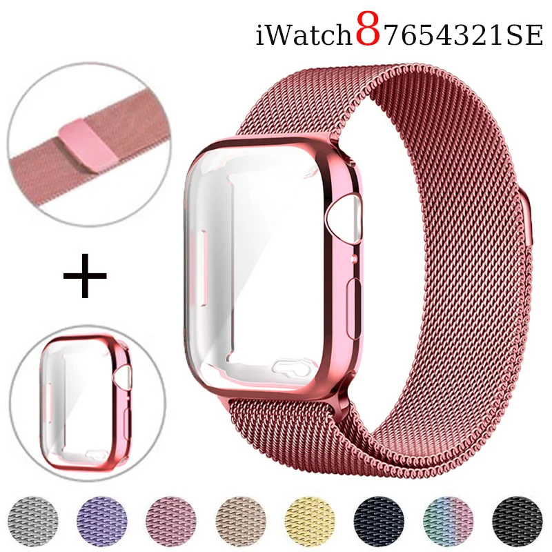 Магнитная Петля + чехол для apple watch band 44 мм 40 мм, металлический ремешок для iWatch band 41 мм 45 мм, correa apple watch series 6 7 5 se 8, браслет
Магнитная Петля + чехол для apple watch band 44 мм 40 мм, металлический ремешок для iWatch band 41 мм 45 мм, correa apple watch series 6 7 5 se 8, браслет