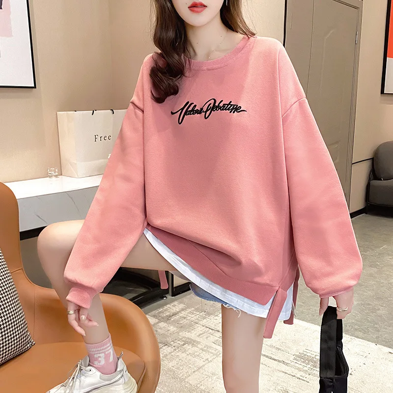 2022 Spring Autumn New Plus Size Loose Thin Letter Embroidered Fake Two Piece Sweater Casual Simple Women Top Tide Free Shipping
2022 Spring Autumn New Plus Size Loose Thin Letter Embroidered Fake Two Piece Sweater Casual Simple Women Top Tide Free Shipping