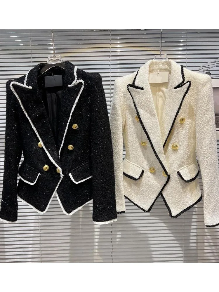 HIGH STREET Newest Fashion 2022 Designer Jacket Women's Slim Double Breasted Contrast Color Fringed Tweed Blazer
HIGH STREET Newest Fashion 2022 Designer Jacket Women's Slim Double Breasted Contrast Color Fringed Tweed Blazer