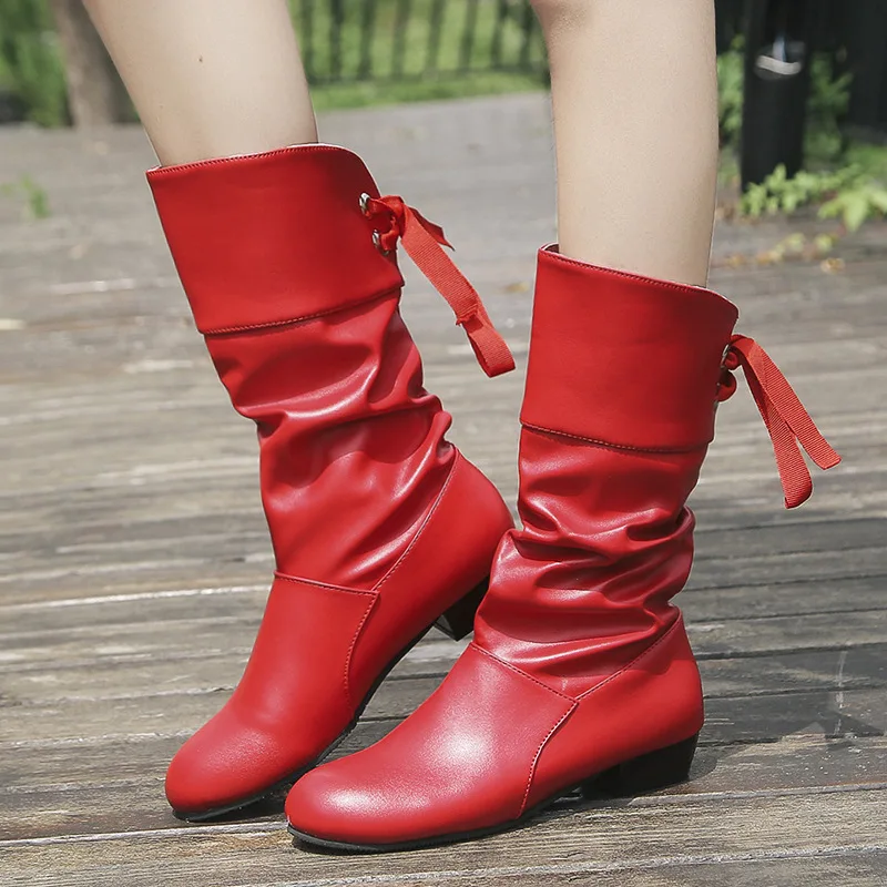 Fashion Women Boots PU 3.5CM Square Heel Round Toe Lace-up British Style Korean Style Mid-Calf Autumn Winter Womens Shoes New
Fashion Women Boots PU 3.5CM Square Heel Round Toe Lace-up British Style Korean Style Mid-Calf Autumn Winter Womens Shoes New