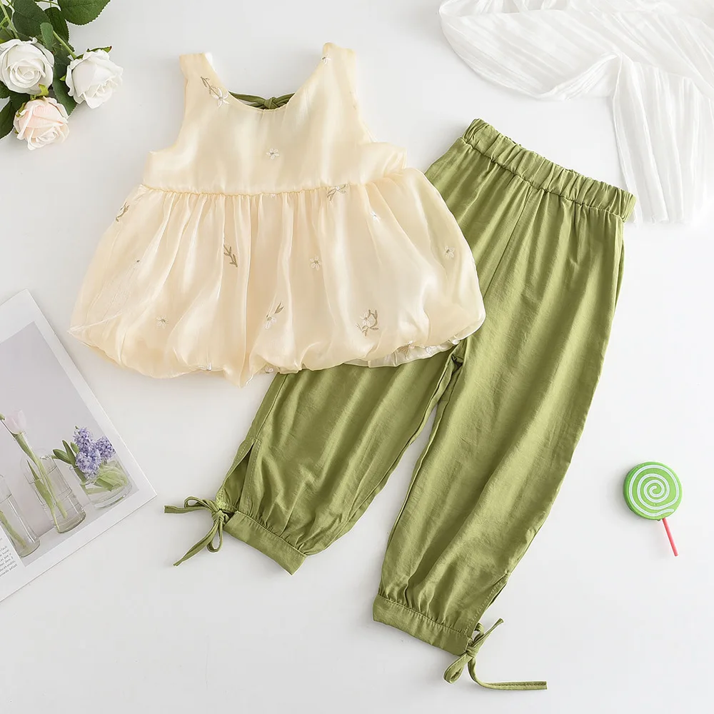 2023 New Summer Child Clothes Sets Sleeveless Embroidery Floral Green Cute 2 Piece Sets Designer Boys Clothes Sets 18M-7T
2023 New Summer Child Clothes Sets Sleeveless Embroidery Floral Green Cute 2 Piece Sets Designer Boys Clothes Sets 18M-7T