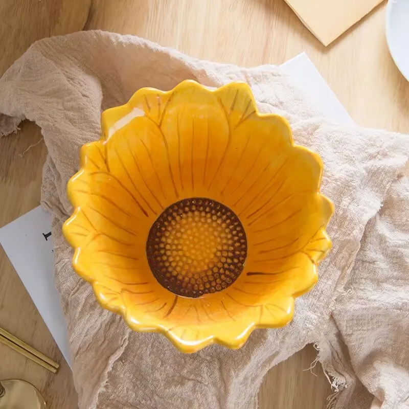 Nordic Ceramic Sunflower Bowl, Dining Table Decoration, Ins Style, Fruit Salad Bowl, Snack Bowl, Tableware for Kitchen
Nordic Ceramic Sunflower Bowl, Dining Table Decoration, Ins Style, Fruit Salad Bowl, Snack Bowl, Tableware for Kitchen