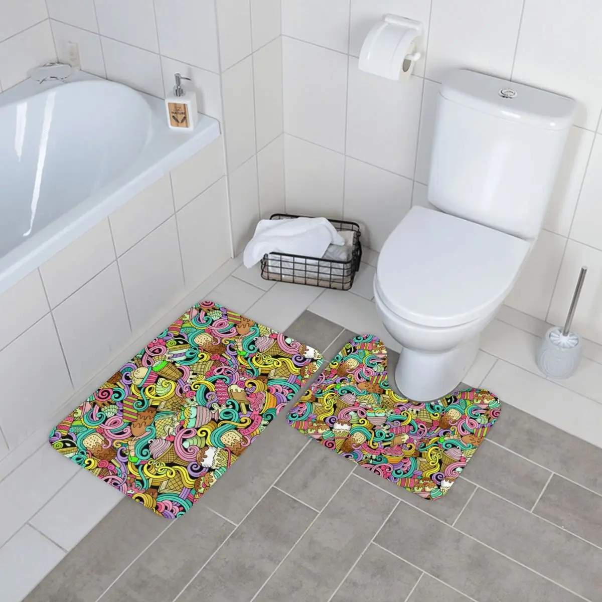Ice Cream Pop Art Bath Mat Abstract Fashion Modern Polyester 2 Piece Bathroom Mat Set Toilet Soft Bathroom Rug
Ice Cream Pop Art Bath Mat Abstract Fashion Modern Polyester 2 Piece Bathroom Mat Set Toilet Soft Bathroom Rug