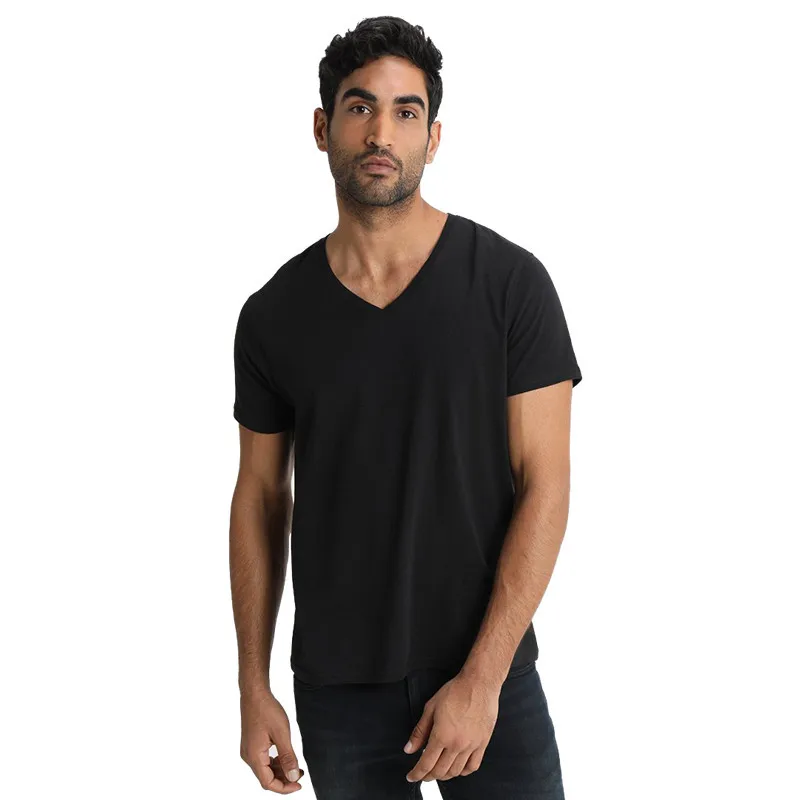 Summer Cotton Short Tees Men Clothing T-shirt V-Neck Slim Black Solid Color Gym Sportwear Fashion Men's Breathable Tops
Summer Cotton Short Tees Men Clothing T-shirt V-Neck Slim Black Solid Color Gym Sportwear Fashion Men's Breathable Tops