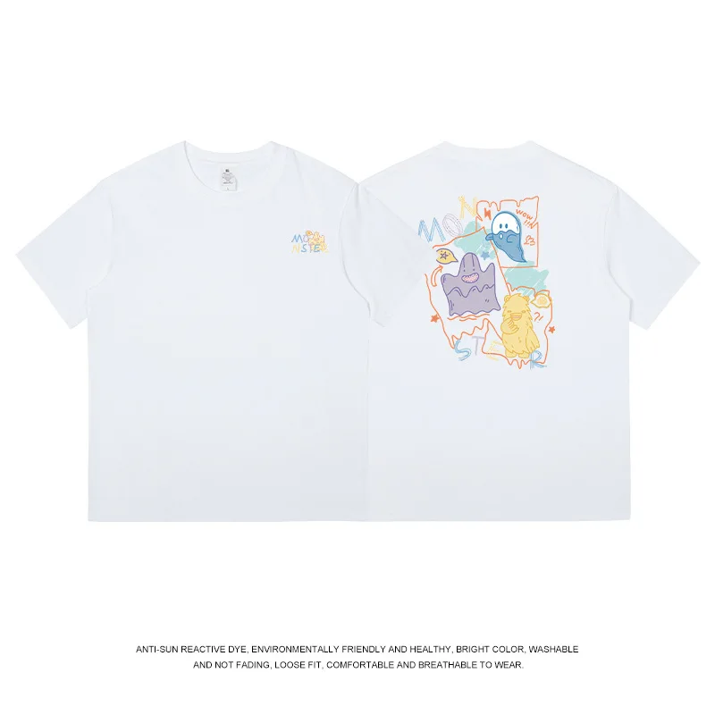 Fashion brand short-sleeved summer new street loose color printed round neck t-shirt
Fashion brand short-sleeved summer new street loose color printed round neck t-shirt