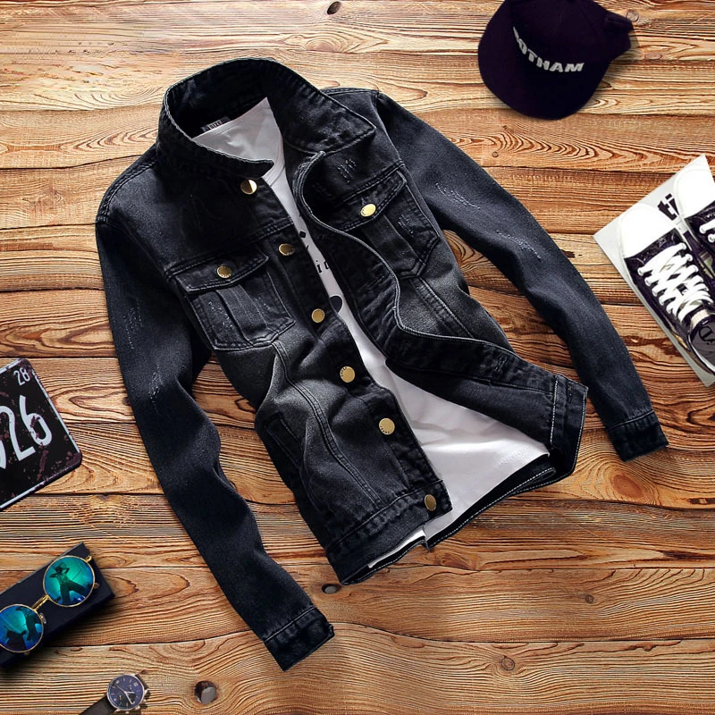 New in Spring Autumn Men's Denim Jacket Mens Trendy Fashion Bomber Thin Ripped Denim Jacket Male Cowboy Jeans jackets Clothi
New in Spring Autumn Men's Denim Jacket Mens Trendy Fashion Bomber Thin Ripped Denim Jacket Male Cowboy Jeans jackets Clothi
