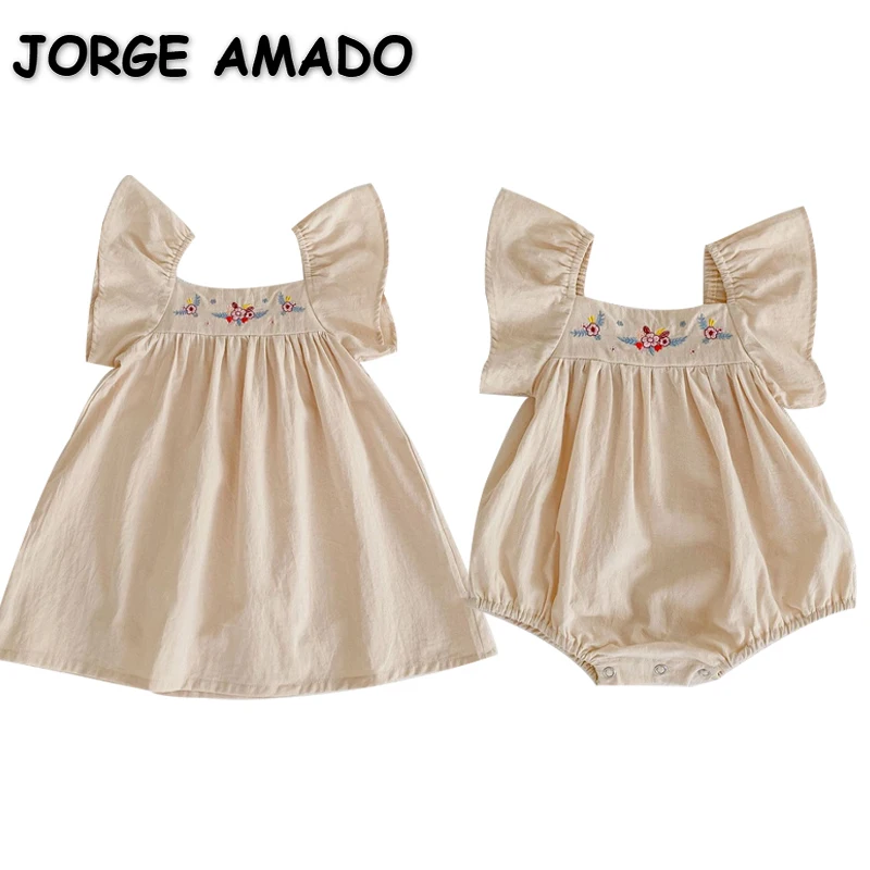 New Summer Family Clothing Set Baby Girl Flare Sleeves Beige Apricot Square Collar Dress+Bodysuit Sister Matching Clothes E2558
New Summer Family Clothing Set Baby Girl Flare Sleeves Beige Apricot Square Collar Dress+Bodysuit Sister Matching Clothes E2558