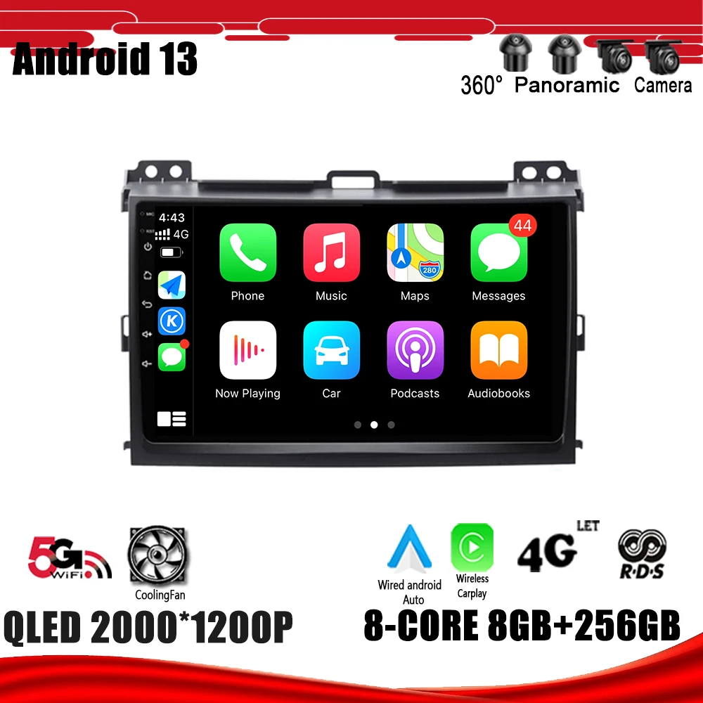 

For Toyota Land Cruiser Prado 120 Lexus GX470 Android 13 Navigation GPS DSP Carplay WIFI Car Radio Multimedia Player
