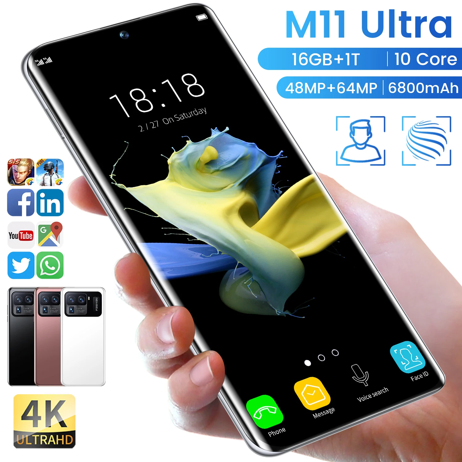 2022 New M11 Ultra 7.3 Inches Smartphone 16GB RAM 1TB ROM Android 11 48MP+64MP Camera Unlocked Cheap Cellphone 4G LTE 5G Phone
2022 New M11 Ultra 7.3 Inches Smartphone 16GB RAM 1TB ROM Android 11 48MP+64MP Camera Unlocked Cheap Cellphone 4G LTE 5G Phone