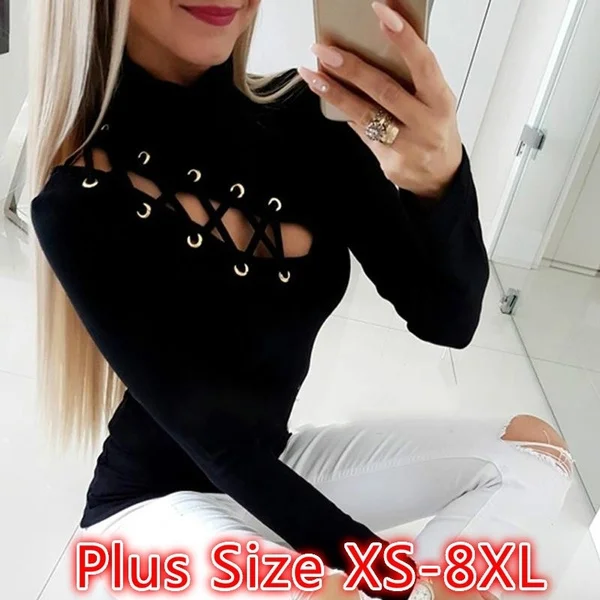 2022 Women Fashion Long Sleeves Twine T-Shirt Female Round Reck Casual Hollowed Out Large Size Tops Loose Pullover XS-8XL
2022 Women Fashion Long Sleeves Twine T-Shirt Female Round Reck Casual Hollowed Out Large Size Tops Loose Pullover XS-8XL